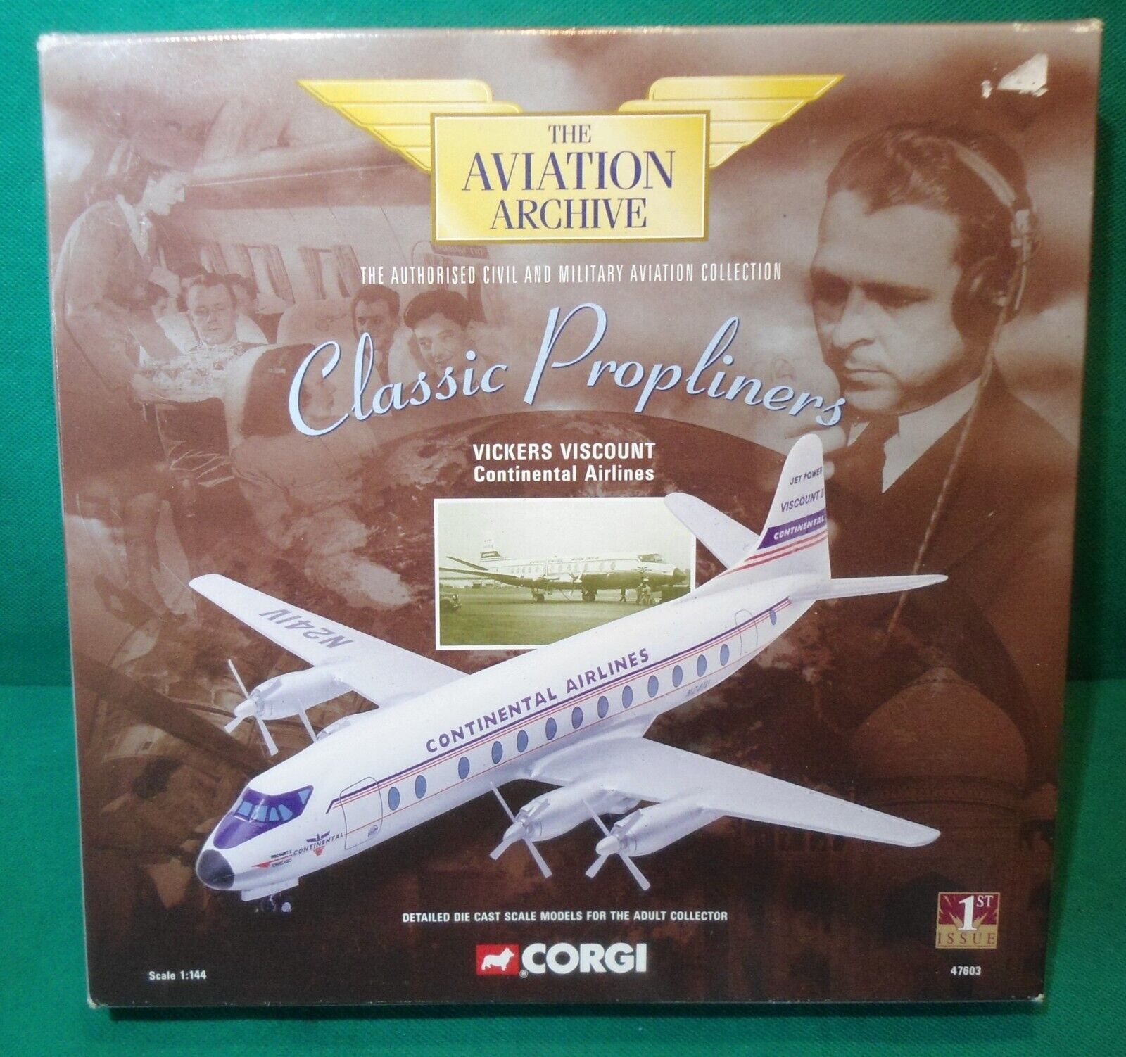 AA47603 Vickers Viscount 800 Continental Airlines N241V 1960s (image for) AA47603 Vickers Viscount 800 Continental Airlines N241V 1960s